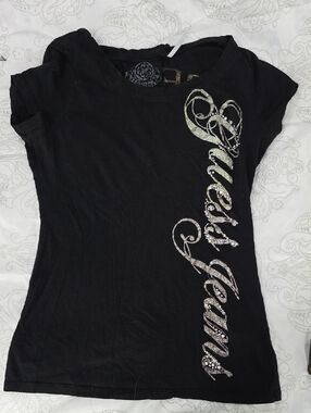 XOXO Black Short-Sleeve Tee with Silver Script Accent